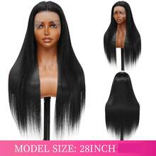 优雅的20英寸黑色直发蕾丝前假发，专为女性设计 - 预先拔毛 - 高密度混合发丝，耐热，哑光表面 - SNatural - 查看 3