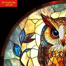 4pcs 2D Flat Printed Bohemian Style Acrylic Round Coasters, Patterns Of Cardinal, Dragonfly, Owl, Hummingbird, Suitable For Restaurant, Cafe, Kitchen, Heat-Resistant Placemats & Coasters - Multicolor - View 5