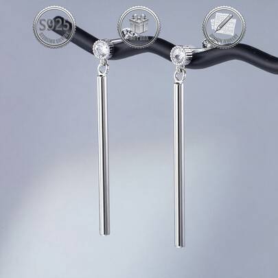 1 Đôi bông tai bạc 925 cao cấp tối giản đính đá Cubic Zirconia dành cho nữ, thích hợp đeo hàng ngày, dự tiệc, đi nghỉ mát, hẹn hò hoặc làm quà tặng.