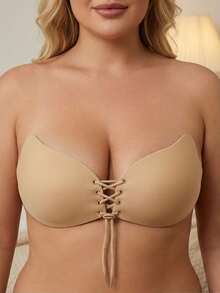 2件/套粘性聚拢文胸，无肩带露背设计，完美搭配连衣裙、泳装、比基尼和沙滩度假装 - 彩色 - 查看 1