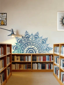 Tranh Mandala Hoa Sáng Tạo, Hoa Mandala Xanh, Thiết Kế Mắt Mandala, Trang Trí Tường Đầu Giường Phòng Ngủ và Phông Nền Phòng Khách, Tranh Trang Trí Nhà Cửa, Hình Dán PVC. Tranh Trang Trí Tường, Trang Trí Phòng. Chống thấm nước, Chống dầu, Chống bám bẩn, Hình Dán Vinyl Trang Trí, Thích Hợp Cho Trang Trí Nhà Cửa Tự Làm Trong Nhà Bếp, Phòng Tắm, Lò Sưởi và Các Không Gian Khác. - Hình dán tường Mandala - Xem 5