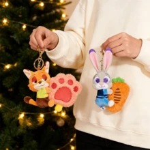 Miniso Disney Zootopia Hugging Series Pendant, Judy Hopps And Nick Wilde Plush Keychain, Cute Rabbit And Fox Plush Backpack Charm Pendant - Multicolor - View 1