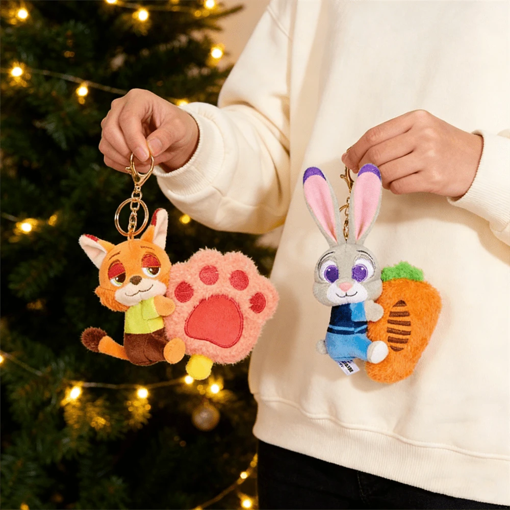 Miniso Disney Zootopia Hugging Series Pendant, Judy Hopps And Nick Wilde Plush Keychain, Cute Rabbit And Fox Plush Backpack Charm Pendant - Multicolor - View 1