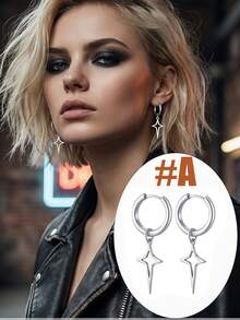 Yanxyad 1/4Pairs Earrings Set Y2K Heart Spike Stud Gothic Star Hoop Emo Punk Grunge Thorn Earrings Christmas Jewelry Gift - Fashion Earrings - View 11