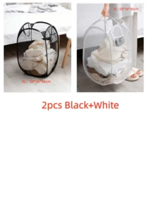 Cesta de lavandería plegable, diseño minimalista, transpirable, portátil, cesto de lavandería a prueba de humedad - Negro - Ver 18