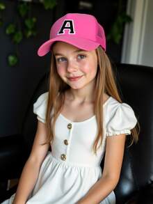 1pc 26 Alphabet Truck Cap, Fashionable Multifunctional Mesh Breathable Sun Hat, Suitable For Daily Life As A Gift - Hot Pink - View 5