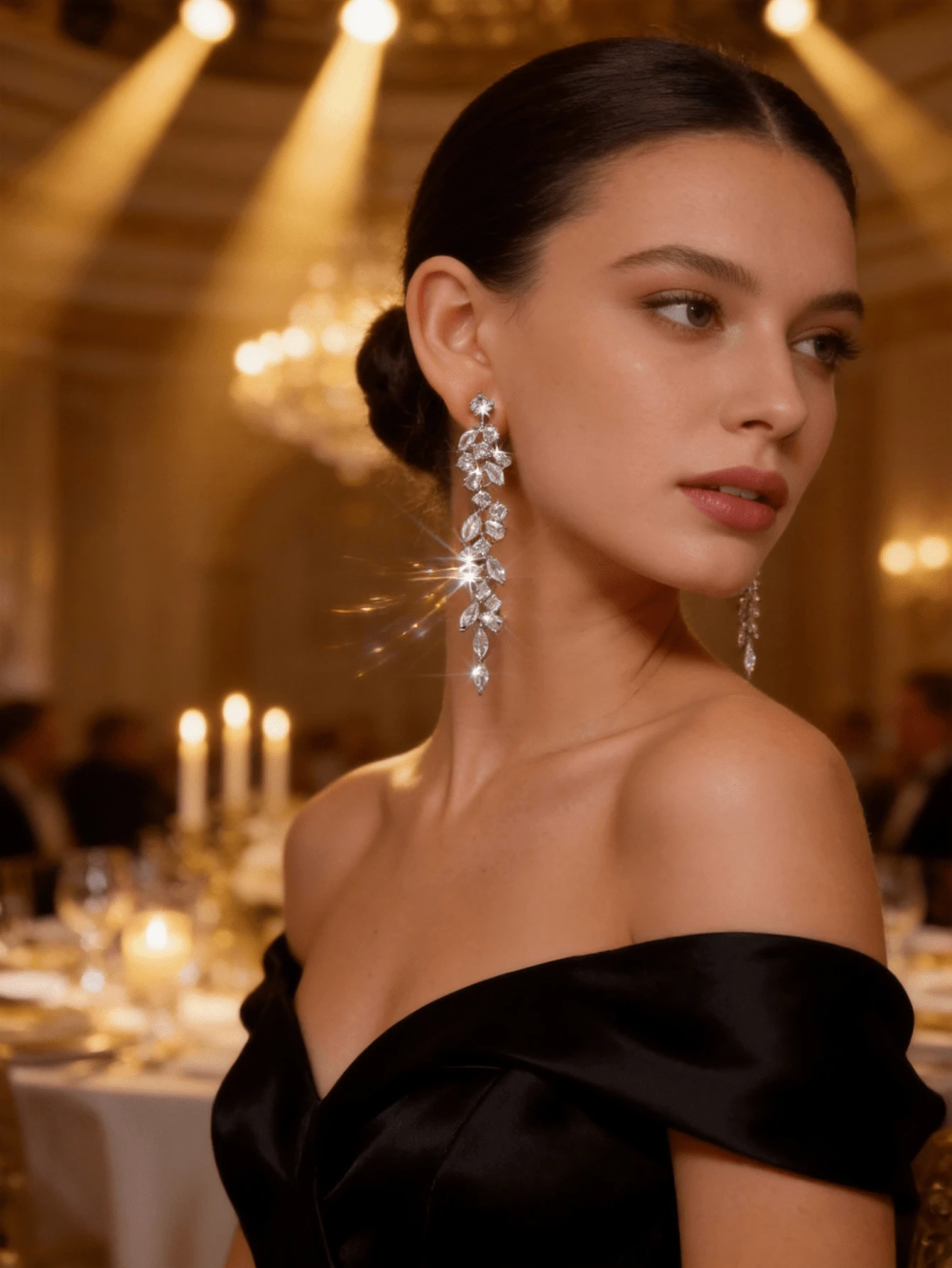 Pendientes con borla de circonita cúbica encantadores, adecuados para fiestas y vestimenta de noche - Pendientes - Ver 1