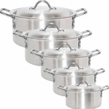 5PC Aluminum Casserole Cooking Pots Soup Pots Cookware 5pc Set Handles Oil Frying Pasta Aesthetic Kitchen With Lid Stockpot - 18cm-26cm - View 3