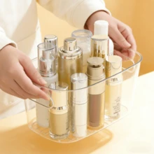 Organizador de Caja de Almacenamiento Transparente de PET 37*24.5*15CM Organizador de Maquillaje para Uso en el Hogar y la Oficina,contenedor de maquillaje,organizadores de cajones de baño y almacenamiento,organizador claro - transparente - Ver 3