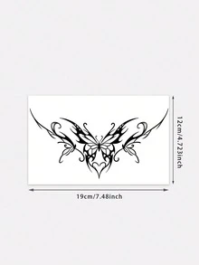 1pc Washable Herbal Temporary Tattoo, PVC Heart Dark Fairy Demon Wing Seductive Pattern, Fashionable European & American Style, Waterproof & Sweat-Proof, Lasts 1-2 Weeks, Suitable For People For Daily Use,Halloween Costume - Black - View 2