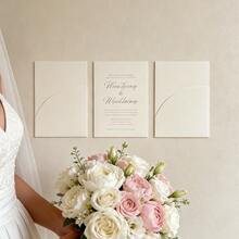 10pcs Pocket Style Wedding Invitation Envelopes, Simple Invitation Envelopes For Engagement, 15th Birthday, Christening, Etc., 5*7 Inch Invitation, DIY Invitation Cards, Customizable Pockets - Multicolor - View 2