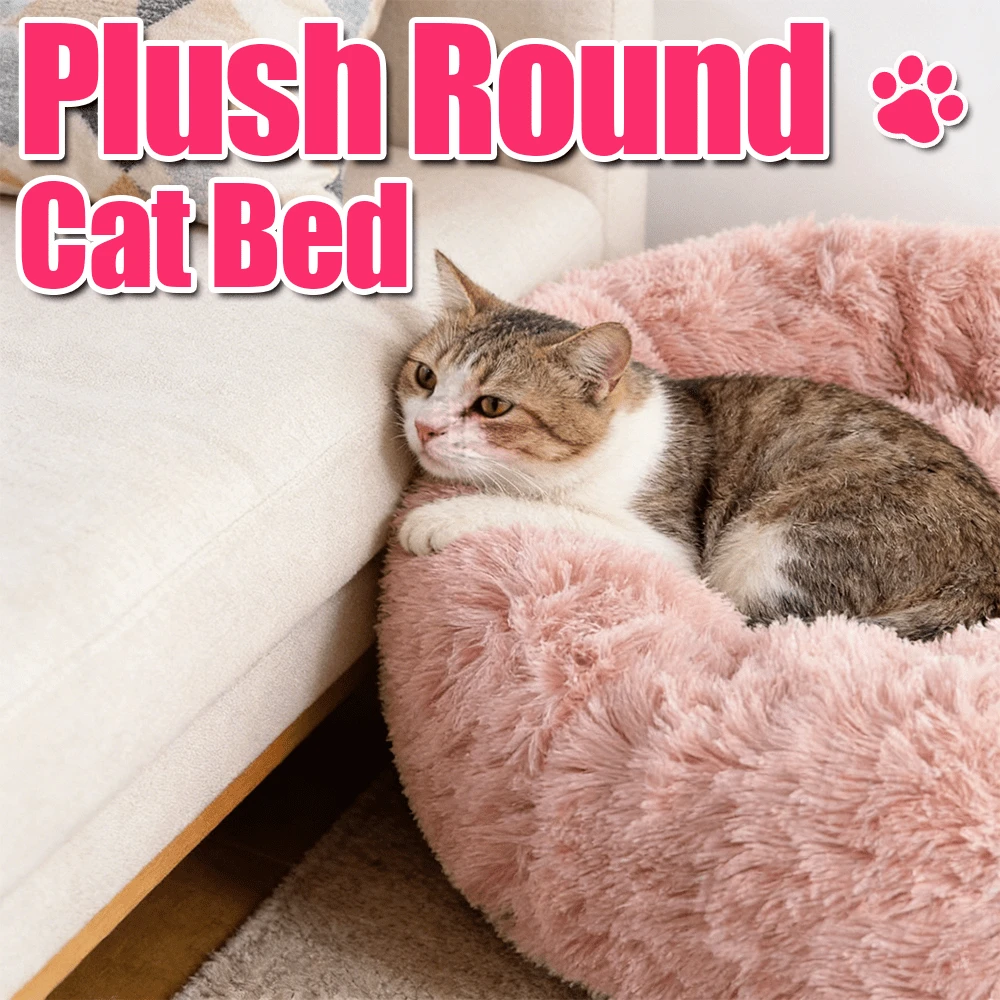 Luxury Round Pet Bed For Cats & Dogs: Provides Deep Comfort And Warmth For Pets, Made Of Ultra-Soft Long Plush Fabric With Thick High-Elasticity Filling, Offers Excellent Insulation. The Round Design Creates A Sense Of Security.