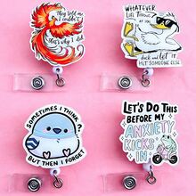 可伸缩D卡套卷轴，可爱卡通设计，教师护士医院胸卡套办公挂绳 1个 - A - 查看 1