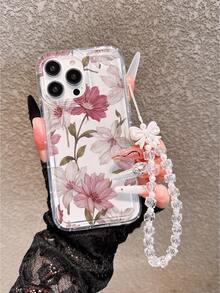 1pc New Bestselling Transparent Air Cushion Hawaii Flower Pattern Phone Case With Lanyard, Suitable Compatible With Iphone 17 Pro Max/17 Pro/17/17 Pro Max/16/16 Pro/16 Plus/15 Pro Max/15 Pro/15 Plus/15/14 Pro Max/14 Pro/14/13 Pro/13/12 Pro/12/11/XS/XS Max/8 Plus/7, Galaxy S25/A14/A23 5G/A15/A32/A33/A24/A51/A53/S20 FE/S21/S22/S23/S24/S25/S24 Ultra/A71/A55/A36/S21 Ultra/S23 Ultra, Full Coverage Soft Case Suitable For Valentine's Day, Friends, Family, Couples, Yourself, Boyfriend, Girlfriend, Holidays - Multicolor - View 2