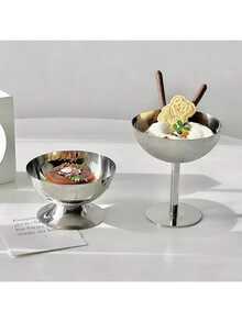 304 Stainless Steel Ice Cream Cup With Base | Home Party Dessert Bowl, Rust-Proof, Dishwasher , Cocktail Glass Style - Multicolor - View 9