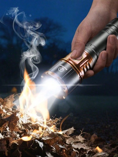 High Lumen Aluminum Alloy Ignition Flashlight, Equipped With 21700 Lithium Battery, 3000mAh Ultra-Long Battery Life, Suitable For Wilderness Survival, Camping, Fishing And Night Cycling, Rechargeable.