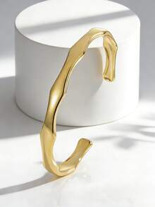 Charm-In Rose Gold Plated Brass Bangle Bracelet - Smooth Thick Open Cuff, Adjustable Size, Gift For Mother, Wife, Girlfriend - Low Allergy And Non-Fading - Rose Gold - View 15