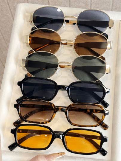 6副/套 Y2K 时尚眼镜，男女通用，复古经典坏小子风格，经久耐用，适合街头、日常、假日、派对、送礼、海滩、情人节等场合。