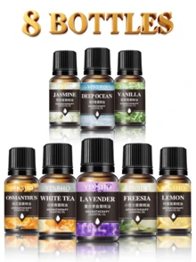 1瓶/4瓶/8瓶装10毫升香薰精油，适用于加湿器、香薰机，花香型包括茉莉、薰衣草、玫瑰、橙花等，可用作室内和浴室除臭剂，生日和毕业礼物。 - 1瓶 - 查看 40