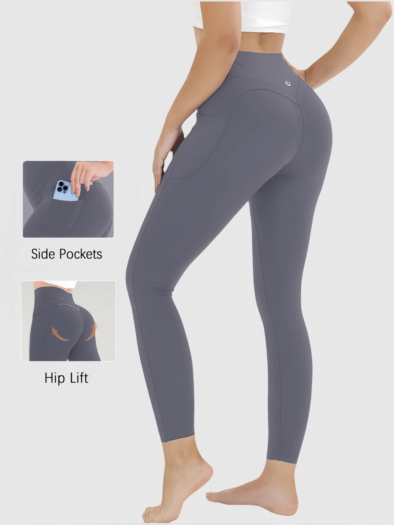 Women's Sports Leggings Yoga Women Pants High Waisted Leggings With Simple Fashionable Casual Sports Leggings For Daily Wear Yoga Women Pants - Xám - Xem 1