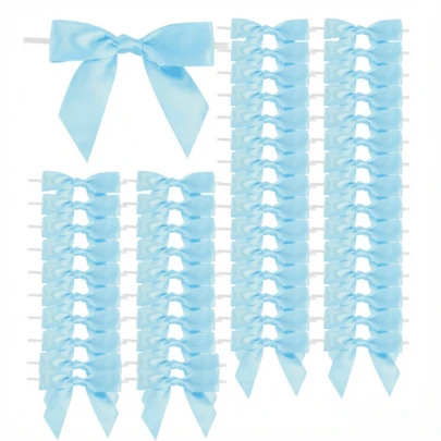 100/50pcs Pink Twist Bow Knot Pre-Tied Satin Bows, Suitable For Home Gatherings, Parties, Weddings, Baby Showers, Tablecloth Decor, DIY Crafts, Cake Gift Bags, Birthday Gifts, Champagne Bottles, Wine Glasses, Holiday Decorations, Christmas Party Favors