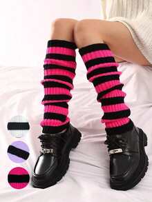 1pair/3 Pairs Y2K Striped Leg Warmers Spring Summer Layering Piece - Multicolor - View 4