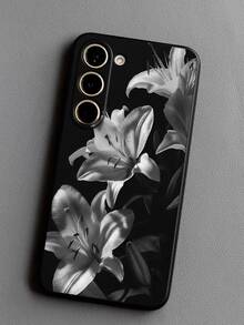 Glow-In-The-Dark Lily Flower Phone Case, Black TPU Soft Protective Cover, Scratch-Resistant, Shock-Proof, Full Coverage, Compatible With Huawei Honor, Redmi, Galaxy, Pixel - Black - View 6