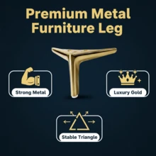 kumlioon 4 piezas Patas de mueble de metal dorado de 6 pulgadas, pies de mueble triangulares de alta resistencia, patas de repuesto modernas para bricolaje, adecuadas para gabinetes, sofás, sillas - Multicolor - Ver 3