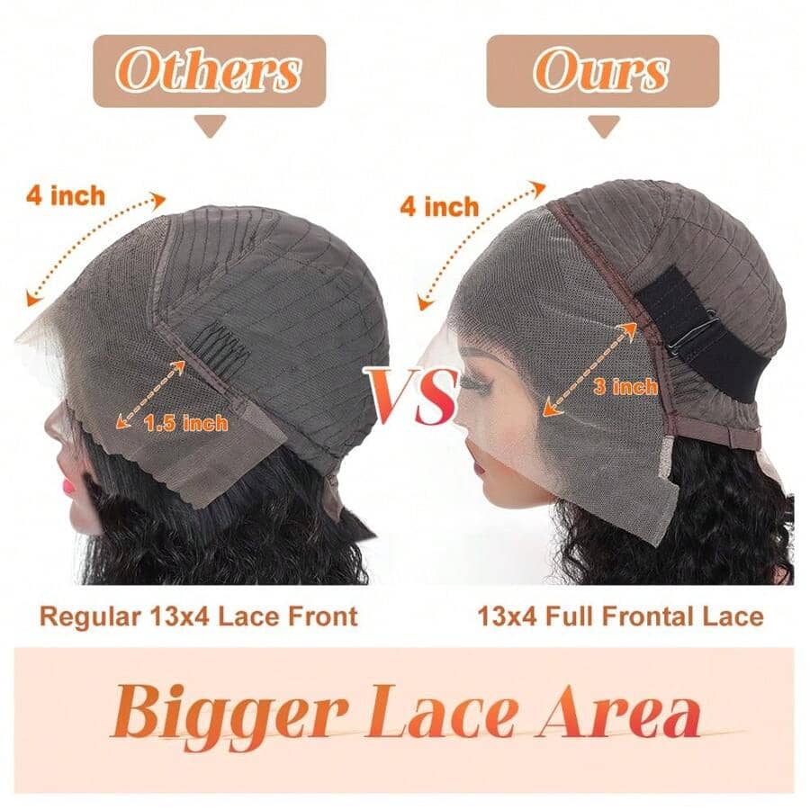 Bob Wig Human Hair Wigs 250% Density Deep Curly Wave Human Hair Wigs Pre Plucked Deep Water Wave Hd Lace Short Wigs For Women Natural Black Color Brazilian Virgin