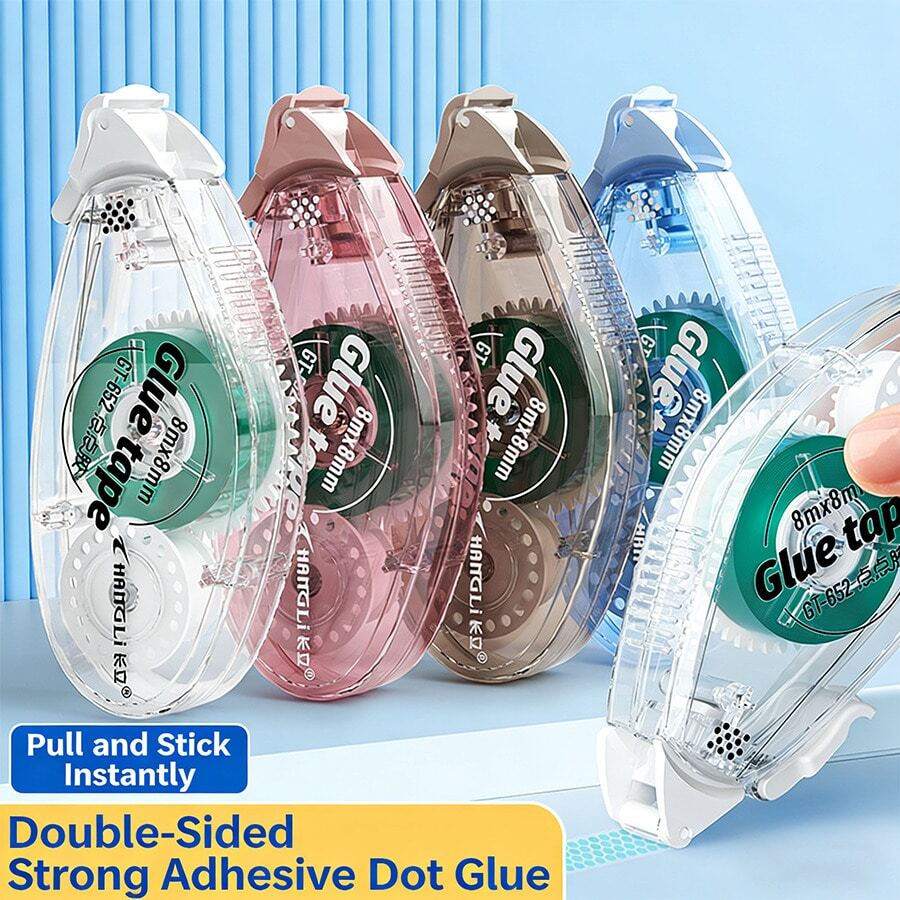 1pc/4pcs 0.31 Inch X 314 Inch Double-Sided Tape, Acid-Free, Transparent Dotted Double-Sided Tape, Ideal For Your Craft Needs, For Crafts And Scrapbooking - GT-652 - View 1