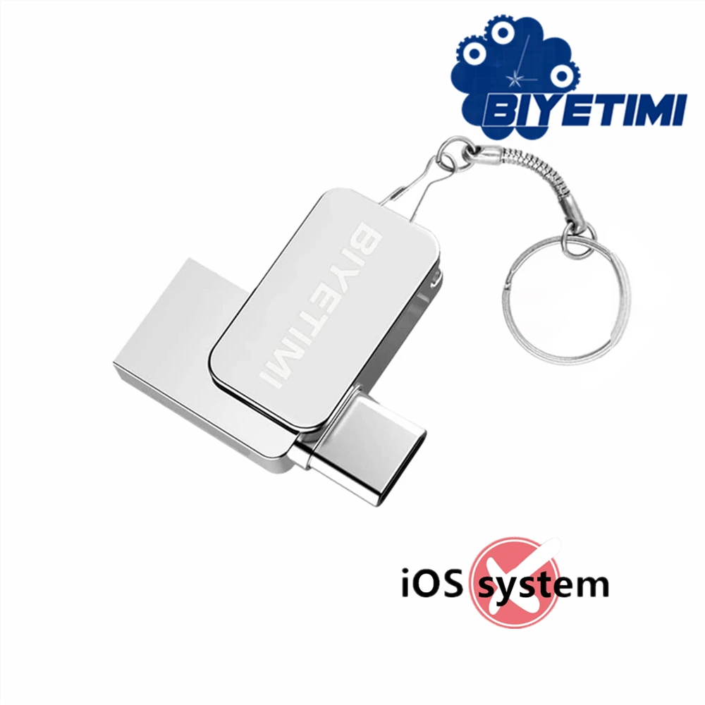 BIYETIMI 64GB High Speed USB Flash Drive, 32GB USB 2.0 Type-C OTG Metal Flash Drive, 128GB Mini USB Memory Stick - White - View 1