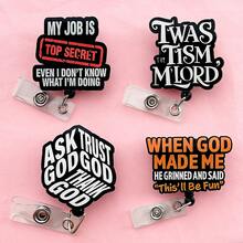 1pc Retractable Badge Holder With Cute Cartoon Design, Suitable For Teachers, Nurses, Hospital ID Cards, Office Lanyards - A - View 1