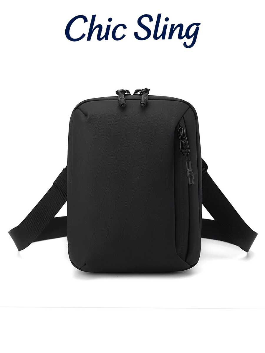 SHILAN 黑色防水斜挎胸包，多口袋轻便单肩包，日常通勤手机包，耐磨尼龙胸包，可调节肩带，旅行收纳小斜挎包 - 彩色 - 查看 1