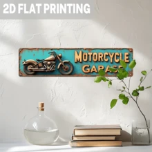 Señal de metal vintage de motocicleta plana 2D - Decoración de pared con tema de bicicleta de campo, arte de metal duradero de 4X16 pulgadas, adecuado para la cueva de hombres, bar, taller - Montaje en pared fácil, sin electricidad requerida, Decoración de motocicleta, Decoración de taller - 1PC - Ver 5
