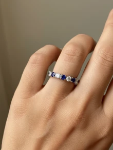 1枚锆石吊坠戒指，925纯银单环戒指，精致珠宝，女士生日/派对礼物 - 款式1 - 查看 1