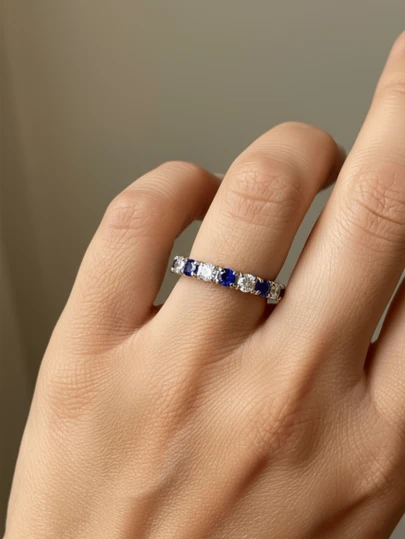 1pc Zirconia Charm Ring, 925 Sterling Silver Single Ring, Exquisite Jewelry, Birthday/Party Gift For Women