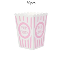 10pcs/30pcs/50pcs Classic Light Pink Striped Popcorn Boxes, Pink & White Striped Paper Popcorn Containers Suitable For Movie Night, Carnival, Birthday, Baby Shower, Gender Reveal, Wedding Party Gifts And Supplies - 粉紅色圖案 - 查看 8