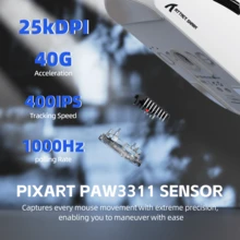 Chuột chơi game không dây ATTACK SHARK G3PRO kèm đế sạc RGB, kết nối có dây 2.4G/USB-C/Bluetooth, cảm biến quang PAW3311, tốc độ phản hồi 1K, DPI có thể điều chỉnh 25K, pin 500mAh, trọng lượng siêu nhẹ 59g. - Nhiều màu - Xem 6