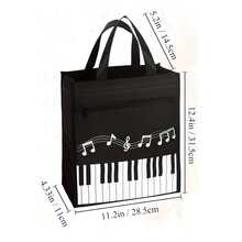 Oxford Cloth Tote Bag, Piano Keyboard Design - Waterproof, Large Capacity, Fashionable, Reusable Music Tote Bag, Suitable For Travel, Shopping, School, Commuting And Holiday Gifts, Back To School Gifts, Music Educators, Students And Enthusiasts' Excellent Gift, Music Accessories, Music Gifts - Multicolor - View 2