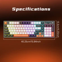 AJAZZ NK98 98-Key Wired Mechanical Keyboard, 3-Color Backlit Keycaps, Metal Knob, Floating Key Design, Blue/Red Switch Options, Full-Key Hot-Swappable, Includes Numeric Keypad - Official Authentic - View 8