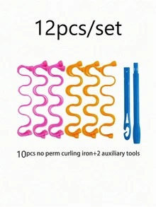 12pcs/Set, 25cm Water Wave Curling Iron, Braided Curl Wand, Wavy Texture Curler, Gift Tools, Curling Iron, No Heat Curler, Curling Wand, Salon & Travel Essential, Hairstyling Tools, Curling Tools, Ladies Date Night Essential, New Year, Friend, Mother, Valentine's Day, Birthday Gift - Multicolor - View 11