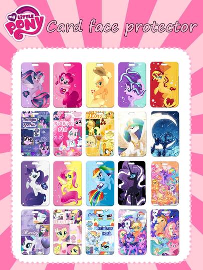 MY LITTLE PONY 1/2/3个装塑料滑盖证件卡套，可爱卡通工作证卡套，惊喜礼物，萌系动漫风格，家居装饰，派对礼品，家居用品，派对用品，情人节、生日、圣诞节礼物