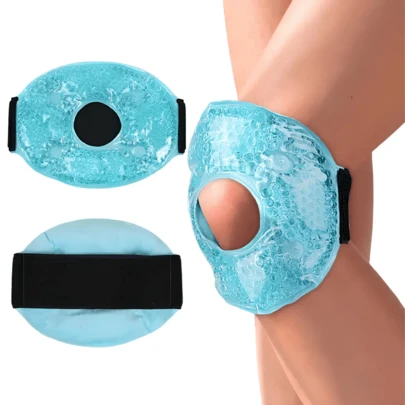 Joelheira Térmica Ajustável Em Gel Faixa Para Joelho Compressa Quente e Frio Gel