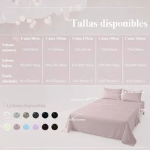 Kynley 純色三件式床單，適用於 90/105/135/150/180 公分床：床單、床單和枕頭套各一個。柔軟涼爽，易於清洗。 ✅ 48/72 小時內送達西班牙 - 藕粉色 - 查看 4