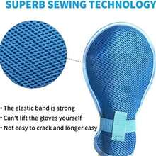2 piezas Guantes de restricción - Mitones de restricción, azul, unisex, guante protector para prevenir rasguños, accesorios de cama de enfermería, guantes de antirrasguños y antipull para personas mayores - Multicolor - Ver 2