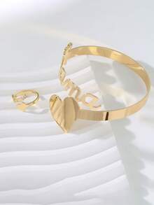 1 Set Mama Letter Bracelet & Ring Set, Fashion, Minimalist, Elegant, Versatile - MAMA Love - View 4