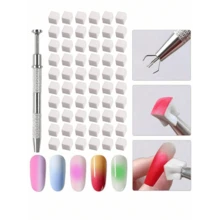 50Pcs Soft Nail Sponges For Ombre, Nail Art Sponges With Grabbing Pen, Aura Nails, Ombre Nail Brush, Manicure Nail Art Tools, Professional Accessories Supplies, Nail Sponge Metal Grabber Mini Replaceable Nail Sponges Blocks For Ombre Nail Art Sponges Nail Art Tools For Nail Supplies Nail Accessories,Nail Supplies,Nail Tools,Nail Art Tools,Back To School,Nails,Nail Tools For Press On Nails - 彩色 - 查看 2