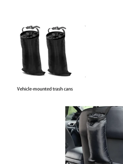 Foldable Hanging Car Trash Bag With Adjustable Release Buckle, Headrest Garbage Bag, Trash Can, Portable Multifunctional Storage Bag, Car Interior Waste Container, Storage Bag. Suitable For Cars, Homes, Offices And Other Cleaning Needs. Multiple Styles Available. Essential Car Accessory, Car Storage, Interior Decoration Accessory.