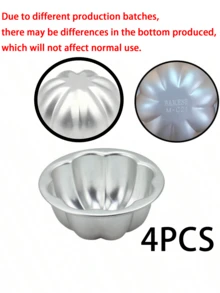 8pcs/4pcs Mini Aluminum Alloy Pudding Mold, Jelly Mold, Candy Mold, Non-Stick Pumpkin Flower Shaped Cupcake Baking Mold, Suitable For Birthday Celebration, Cake Baking Supplies - Multicolor - View 13