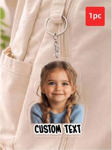 1/2pcs Customized Photo Personalized Name Custom Portrait Acrylic Keychain, Holographic Bag Charm For Backpack Decoration Fashion Accessory - Multicolor 2 - View 6